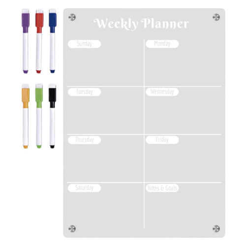Acrylic Magnetic Meal Planner Board Clear Weekly Calendar