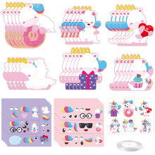 Unicorn Face Sticker Card Set for Kids, DIY Classroom