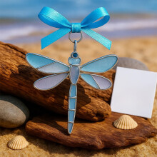 Handmade Dragonfly Ornament, 2D Plastic & Wire Pendant – Cute Christmas Tree/Home Decor, Gift for Insect Lovers (C)