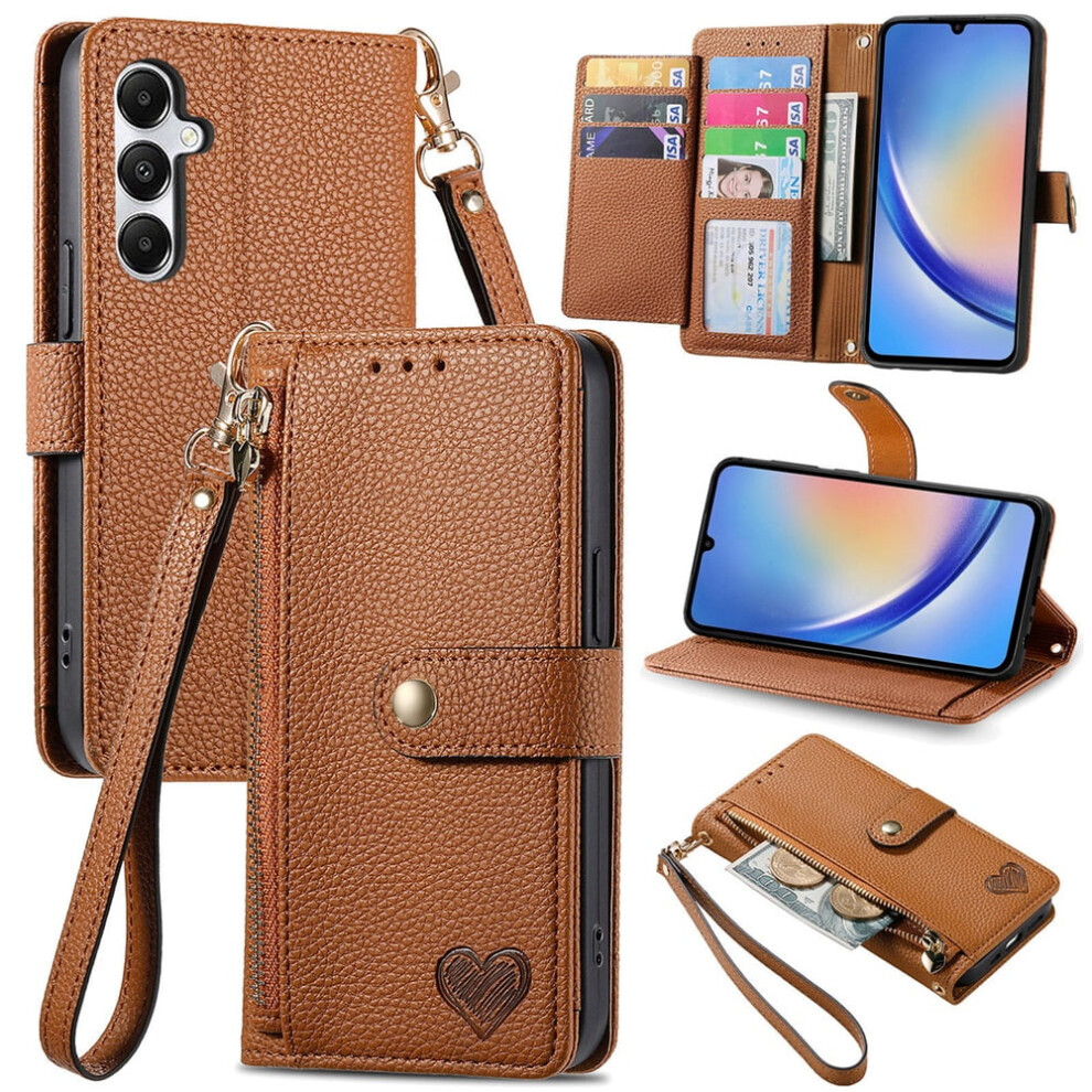 Samsung Galaxy A35 5G Leather Wallet Case With Zipper 974856082858