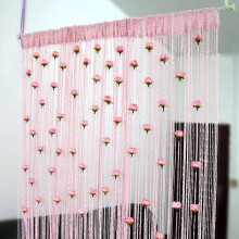 Rose Thread Door Curtain with Beads Pink 39x79 in