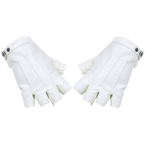 FEAMOS PU Leather Fingerless Gloves Black