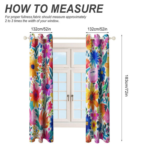 Floral Watercolor Curtain Set 2 Panels 1
