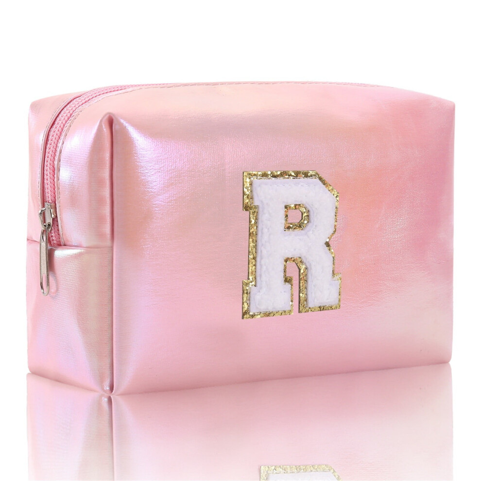 Embroidered Makeup Bag with Alphabet Monogram, 1 pc