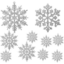 Silver Snowflake Christmas Ornaments Plastic 36 Count