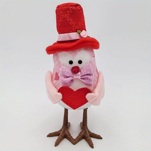 Valentine's Day Bird Figurines Red Pink Decor Set