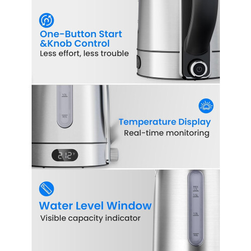 Electric Tea Kettle Borosilicate Glass 1.7L 1
