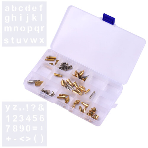 Kit per pirografia con 57 punte e stencil 2