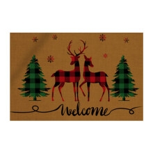 Christmas Letter Front Door Mat 16x24 Inch Checkered Cotton