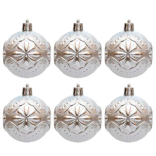 Vintage Shatterproof Snowflake Ornaments Silver 6PCS