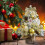 Red and White Christmas Tree Ornament with Lights, Mini 2