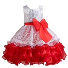 Girls' Ruffle Tiered Tutu Gown Sleeveless Lace Dress with