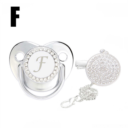 Baby Pacifier with Rhinestone Clip and Personalized Initial