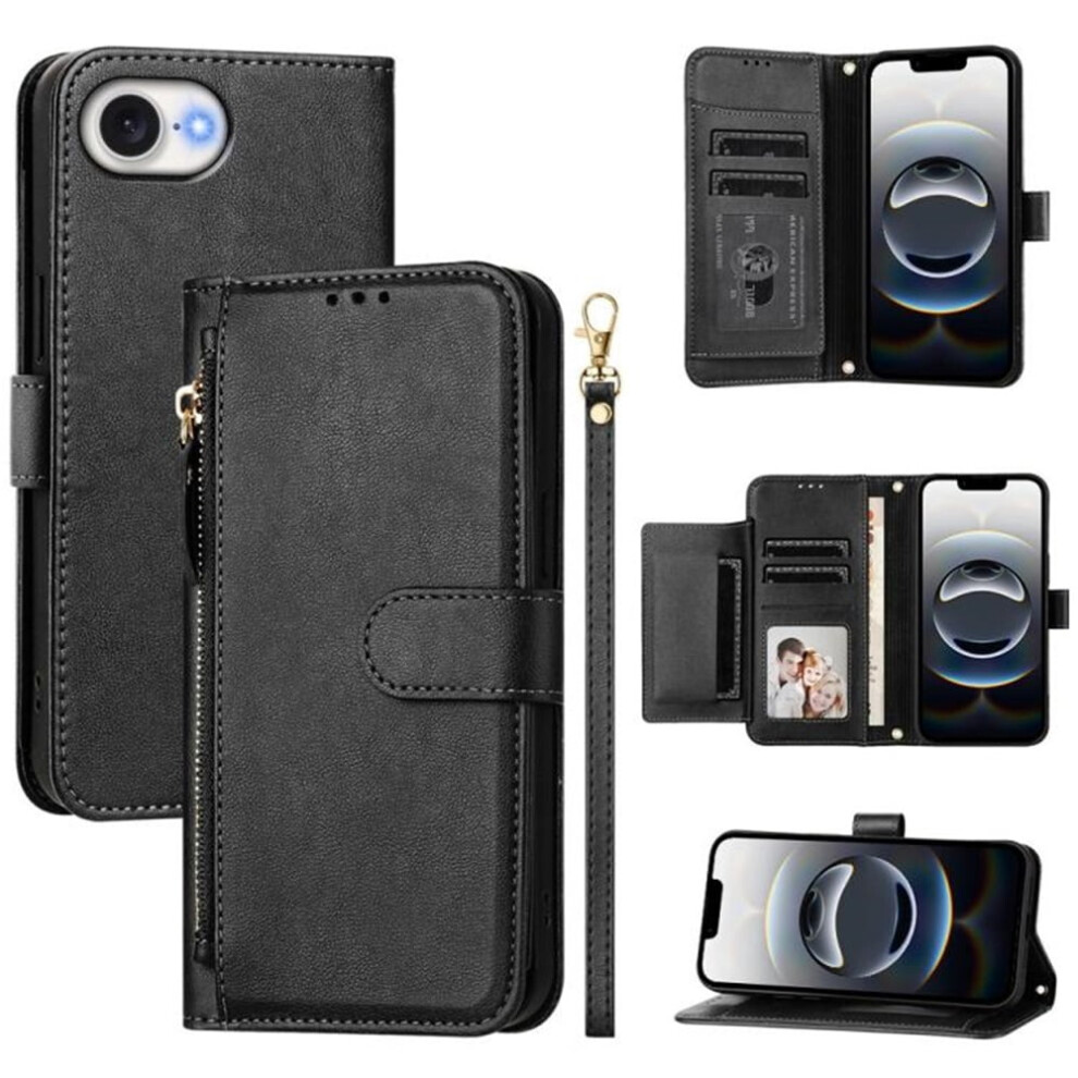 Iphone 16E Wallet Case Leather 6.1 Inch Black 974856094387