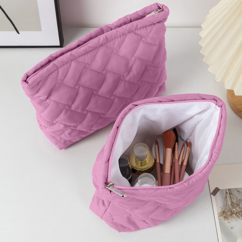 Quilted Puffy Makeup Bag Cotton Toiletry Organizer 1 piece