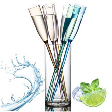 Colorful Floating Champagne Flute Set 6 Glasses with Base