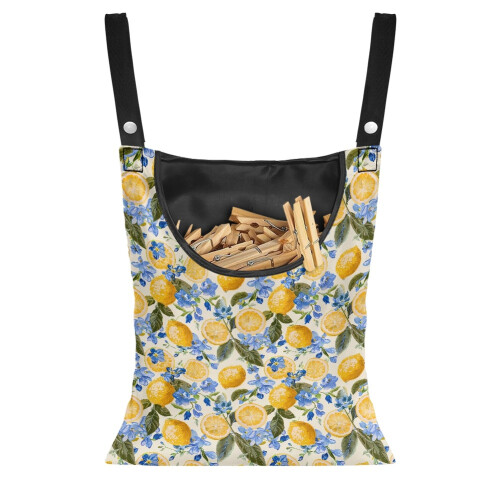Lemon Clothes Pins with Floral Storage Bag 2 Pcs
