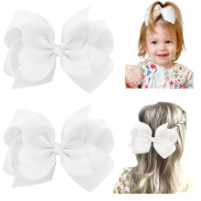 Hair Bows for Girls with Alligator Clips 2 pcs White