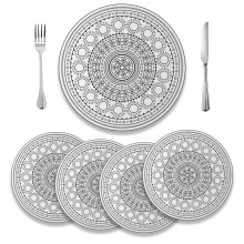 Boho Round Placemats Set of 4, 15 Inch