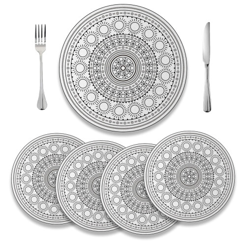 Boho Round Placemats Set of 4, 15 Inch