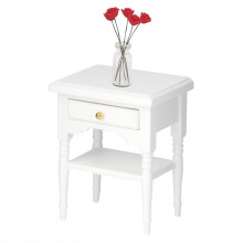 1:12 White Mini Bedroom Wooden Doll Furniture, White, 5.3 x 4.1 x 6.6cm