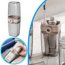 2-in-1 Portable Toothbrush Holder & Rinse Cup with Cover – Large Capacity, Travel/Camping Compatible