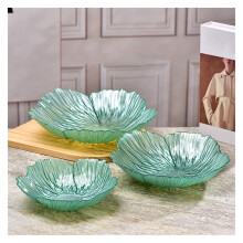 Flower Shape Fruit Plate Crystal Glass Pearlescent White 3