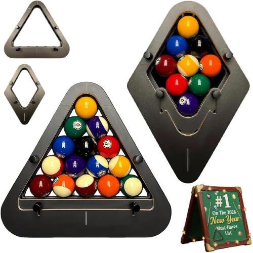 Billiard Rack Triangle Diamond Heavy-Duty Solid Wood