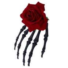 Halloween Skeleton Hand Hair Clip with Rose Lace and