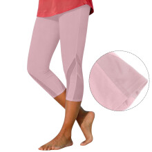 Women's Capri Leggings Pink Mesh Design Knee-Length