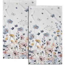Flowers Grey Hand Towel Set of 2 28x14 in