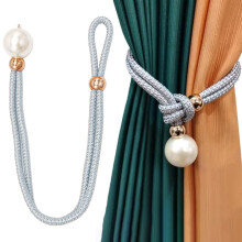Pearl Curtain Tiebacks Cotton Hand-Woven Grey 21.65x1.57