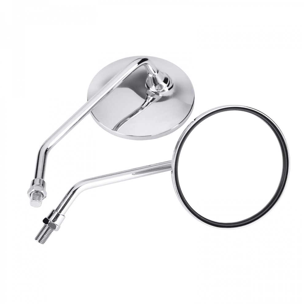 Motorcycle Chrome Round Rearview Mirrors 10Mm Thread 968604592041