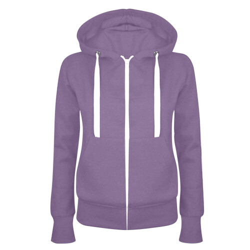 Women's Hooded Sweatshirt Purple XL Solid Color Long Sleeve