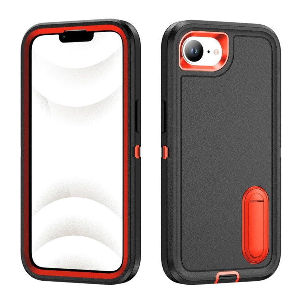 Iphone 16E Rugged Case With Kickstand Black/Orange 968604593116