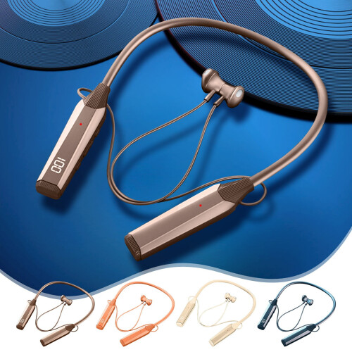 Ακουστικά Bluetooth Jacenvly20245, με ζώνη λαιμού και ψηφιακή οθόνη, μεγάλη διάρκεια