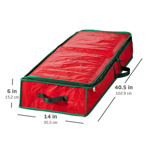 Saco de armazenamento de Natal em PE impermeável com zíper, 40,5 x 14 polegadas 2