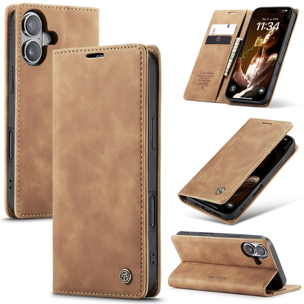 Caseme Leather Flip Wallet Case For Iphone 16 Â Brown 974856097401