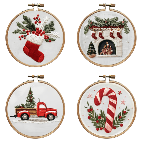Christmas Embroidery Kit for Adults 4-Set