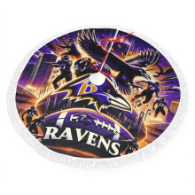 Ravens Christmas Tree Skirt Plush Fringe 30 36 48 Inch