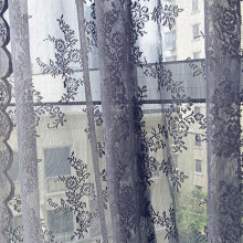 Sheer Lace Curtain with Vintage Rose Embroidery 2 pcs 57" x