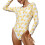 Damen-Monokini mit Gänseblümchenmuster, langärmelig, bauchfrei 4