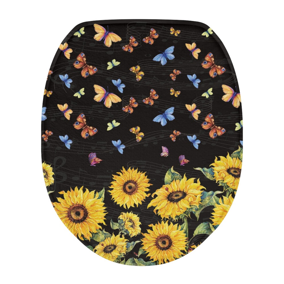 Butterfly Sunflower Toilet Seat Cover Universal Elongated 913211626849