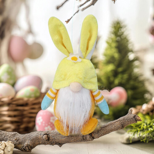Easter Gnome Doll Bunny Yellow Hanging Decoration 1