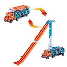Kids Car Track Toy Carrier with 6 Alloy Race Cars and