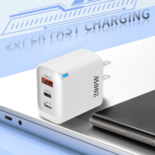 USB-C Wall Charger 200W 3-Port Fast Charging Adapter