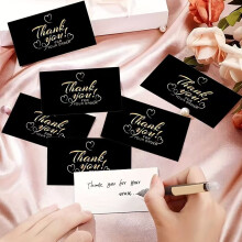 300Pcs Elegant Design Black Thank You Cards for Business Express Gratitude 3.54X1.97X0.04In
