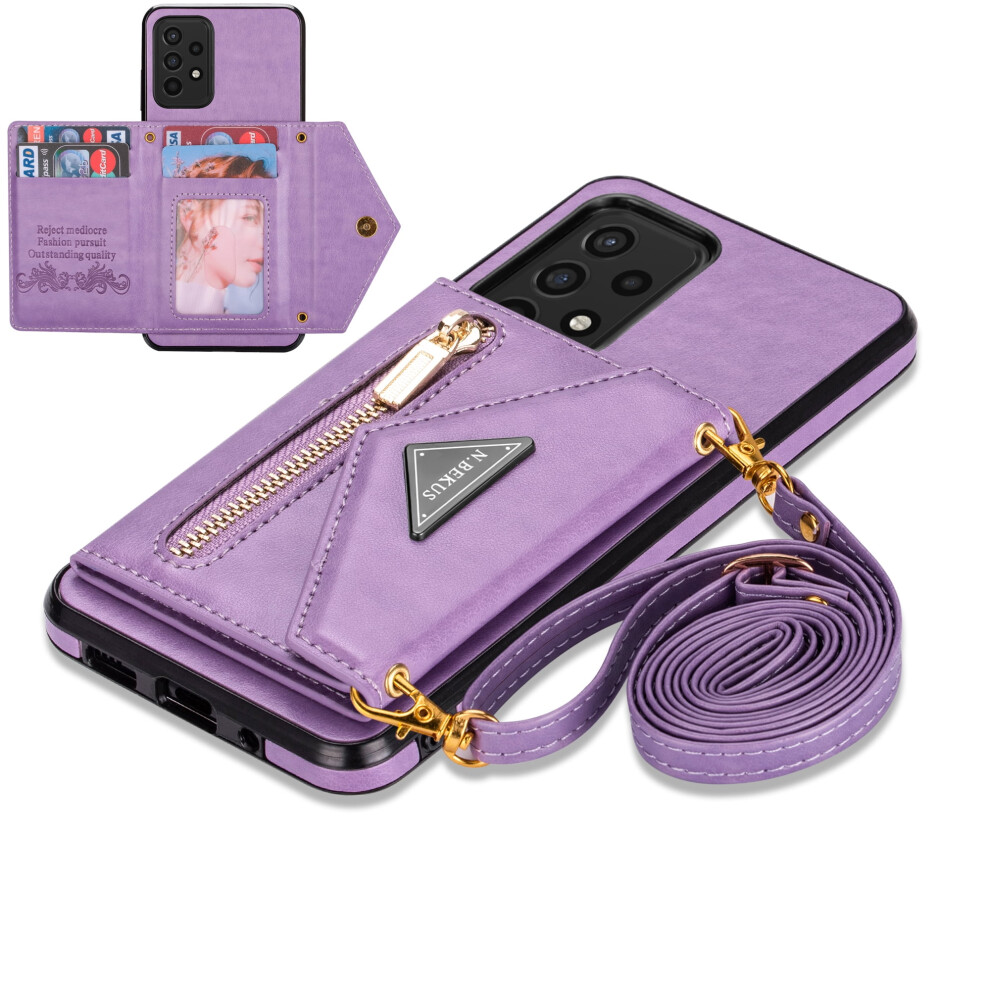 Leather Wallet Case For Samsung Galaxy A53 5G With Purple 9043876535451