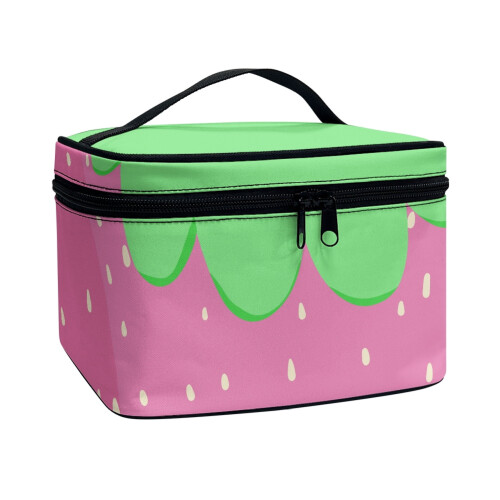 Travel Makeup Case Pink Strawberry Polyester 1