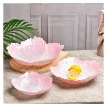 Flower-Shaped Fruit Plate Crystal Glass 3 Sets
